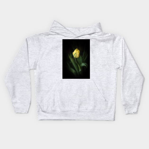 Single Yellow Tulip Still Life Kids Hoodie by Amy-K-Mitchell